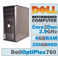 Dell OptiPlex 760 MT/Core 2 Duo E7500 @ 2.93 GHz/4GB DDR2/250GB HDD/DVD-RW/No OS
