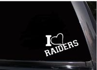 I Love Raiders Decal (Auto) Heart Oakland Raiders Fans Football vinyl Raiders sticker decal for Car Truck SUV Window 5" x 5"