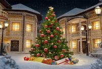 OFILA Christmas Backdrop 10x6.5ft New Year Photography Background Winter Snow Xmas Tree Decoration Festival Celebration New Year Party Photos Adult Shoots Video Studio Props