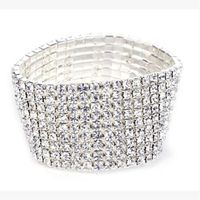 Hemlock Wide Chain Bracelets, Women Crystal Rhinestone Bracelet Bangle Wedding Bridal Wristband (Silver-2)