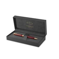 PARKER Sonnet Slim Ballpoint Pen, Red Lacquer with Gold Trim, Medium Point Black Ink (1931477)
