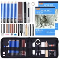 Drawing Pencils Set,52 Pack Professional Sketch Pencil Set in Zipper Carry Case,Drawing Kit Art Supplies with Graphite Charcoal Sticks Tool Sketch Book for Adults Kids Drawing Sketching by Shuttle Art
