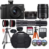 Panasonic Lumix DMC-GX85 Mirrorless Micro Four Thirds Digital Camera USA Model w/ 12-32mm, 45-150mm & 420-800mm Lenses + Essential Accessory Bundle incl. Wide-Angle & Telephoto Conversion Lens & More