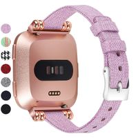 MEFEO Compatible with Fitbit Versa Bands, Woven Fabric Slim Band Narrow Stylish Wristband Replacement Strap for Fitbit Versa/Versa 2/Versa Lite Edition Women (Small, Lavender)