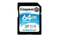 Kingston Canvas Go! 64GB SDXC Class 10 SD Memory Card UHS-I 90MB/s R Flash Memory Card (SDG/64GB)