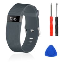 Wizvv Compatible Bands Replacement for Fitbit Charge HR,Charge HR 1, with Metal Buckle Fitness Wristband Strap Women Men Large Small (Slate,Large)