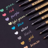 Dyvicl Metallic Markers Paint Marker Pens - Medium Point Metallic Markers for Rock Painting, Black Paper, Gift Card Making, Scrapbooking, Fabric, Metal, Ceramics, Wine Glass, Set of 9