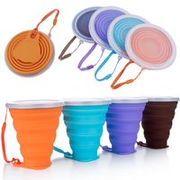 ME.FAN Collapsible Travel Cup - Silicone Folding Camping Cup with Lids - 4 Pack Expandable Drinking Cup Set - BPA Free, Portable, Graduated in Bright Colors[9.22oz]
