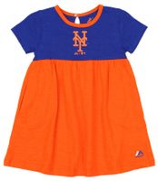 OuterStuff MLB Little Girls Toddler 7th Inning Twirl Dress, New York Mets, 2T
