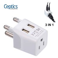 South Africa, Botswana Travel Adapter Plug by Ceptics with Dual USB + USA Input - Type M - Ultra Compact - Safe Grounded Perfect for Cell Phones, Laptops, Camera Chargers and More (CTU-10L) (Renewed)