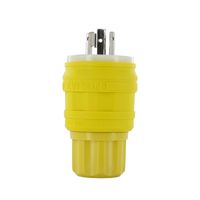 Leviton 26W48 20 Amp, 250 Volt, Locking Plug, Industrial Grade, Grounding, Wetguard, Yellow