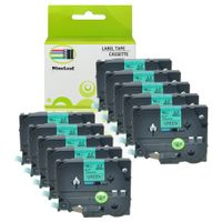 NineLeaf 10PK Laminated Label Tape Replacement Compatible for Brother P-Touch TZ741 TZ-741 TZe-741 Black on Green (0.7inch 3/4inch 18mm) use for P-Touch Label Makers & Printers