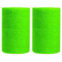 BBOLIVE 4' Inch Wrist Sweatband in 17 Different Neon Colors - Athletic Cotton Terry Cloth - Great for All Outdoor Activity(1 Pair) (Glass Green)
