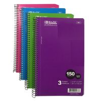 BAZIC C/R 150 Ct. 9.5" X 5.75" 3-Subject Spiral Notebook (Case of 24)