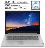 2019 Newest Lenovo Ideapad L340 17.3" HD+ TN Anti-glare Widescreen Laptop, Intel Core i3-8145U Processor up to 3.9GHz, 16GB RAM, 512GB M.2 SSD + 1TB HDD, HDMI, Wireless-AC, Bluetooth, Windows 10, Grey