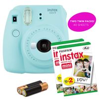 Fujifilm- Instax Mini 9 Instant Camera Product Bundles | Film Pack Options | Renewed (Mini 9 + 2 Film Packs, Ice Blue)