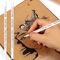 2 Pcs White Sketch Charcoal Pencils -Professional Hight Quality Sketch Highlight White Charcoal Wooden Pencils for Artist Drawing, Sketching, Blending
