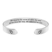 Joycuff She Stood in The Storm and When The Wind Did not Blow Her Away She Adjusted Her Sails Bracelet Silver Stainless Steel Cuff Bangle