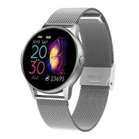Full Touch Fitness Tracker,Bluetooth Smart Band Fitness Watch, Heart Rate Blood Pressure Monitor IP68 Waterproof Wrisband with Pedometer Outdoor Sport Bracelet for Android iOS (Silver, Metal Strap)
