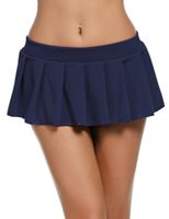 Avidlove Women Sexy Role Play Pleated Mini Skirt Ruffle Lingerie for Schoolgirl Dark Blue