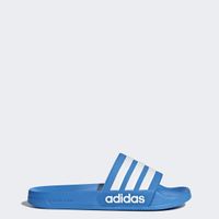 adidas Men's Adilette Shower Sandal, White/Bright Blue, 8 Medium US