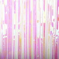Blukey 4 Packs 3FTx8FT Iridescent Wthie Tinsel Foil Fringe Curtain Metallic Photo Shoots Backdrop Photography Backdrops for Pictures (4 Packs, Iridescent Wthie)