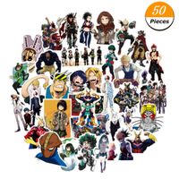 WerNerk My Hero Academia Anime Cartoon Laptop Stickers Waterproof Decal Bumper No-Duplicate Skateboard Pad MacBook Car Snowboard Bicycle Luggage Decor(50PCS)