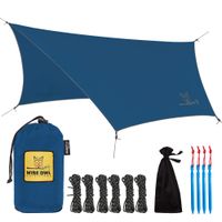 Wise Owl Outfitters Rain Fly Tarp - The WiseFly Premium 11 x 9 ft Waterproof Camping Shelter Canopy - Lightweight Easy Setup for Hammock or Tent Camp Gear - Blue