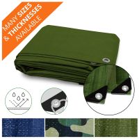 Heavy Duty Tarps | Waterproof Ground Tent Trailer Cover | Multilayered Tarpaulin in Many Sizes and Thicknesses | 6 Mil - Green - 12' x 14'