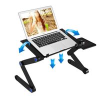 RAINBEAN Laptop Stand with 2 CPU Cooling USB Fans for Bed,Cozy Aluminum Lap Workstation Desk with Mouse Pad,Foldable Book Reading Stand Notebook Tablet Holder Sofa, Adjustable Bed Table Office PC Tray