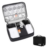 Travel Electronics Accessories Organizer Bag, Waterproof Cable Organizer Bag with 3 Removable Dividers, Padded Gadget Carrying Case for Cables, Portable Chargers, Electronics Adapters