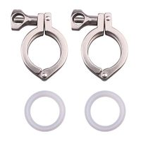 DERNORD Tri-clamp Stainless Steel 304 Single Pin Heavy Duty Tri Clamp with Wing Nut for Ferrule TC with 1 pc Silicone Gasket (1.5" Tri-clamp+Silicone Gasket) (1.5 Inch Tri clamp Size: 2 Pack)