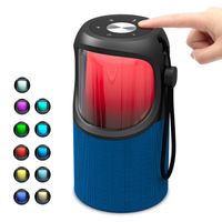 LED Portable Wireless Bluetooth Speaker - JUSTNEED Waterproof 360° Loud Stereo Speaker with 11 Changing RGB Colors Light for Home Party Camping Beach, Blue