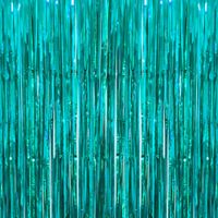 Deruicc Aquamarine Foil Curtains 3ft x 8ft Tinsel Fringe Curtains Shimmer Curtain Birthday Wedding Party Christmas Photo Booth Backdrop Decorations