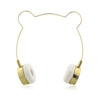 Lux Accessories Gold Bear Headphones Wire Frame Horns Headset w Microphone
