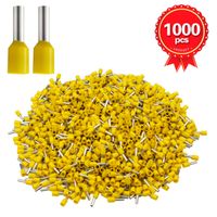 XHF 1000 PCS AWG 14 Ferrule Crimper Plier Insulated Crimp Pin Terminal Cord End Terminals, Wire Ferrules Terminals, Wire Connector, Insulated Cord Pin End Terminal 2.5mm² Yellow