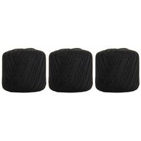 3 Ball Pack Threadart 100% Pure Cotton Crochet Thread - SIZE 3 - Color 13 - BLACK -2 sizes 27 colors available