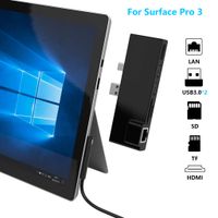 Surface Pro 3 USB 3.0 Hub Adapter, Special Design for Microsoft Surface Pro 3 with 2 Port USB 3.0+Ethernet Port+Mini DP to HDMI+SD&TF(Micro SD) Memory Card Solt