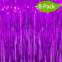 Deruicc 8 Pack Purple Foil Curtains 3ft x 8ft Tinsel Fringe Curtains Shimmer Curtain Birthday Wedding Party Christmas Photo Booth Backdrop Decorations