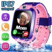 Kids Smart Watch Phone IP68 Waterproof GPS Tracker Watch for Ages 3-12 Girls Boys Two-Way Call SOS Micro Chat Camera Alarm Clock Math Game Gizmo Wrist Watch Electronic Learning Toys Birthday Gift