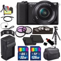 Sony Alpha a5100 Mirrorless Digital Camera with 16-50mm Lens (Black) + Battery + Charger + 160GB Bundle 8 - International Version (No Warranty)