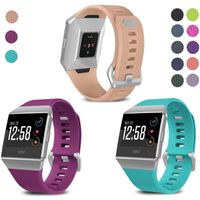 SKYLET Compatible with Fitbit Ionic Bands, 3 Pack Soft Replacement Sport Wristbands Compatible with Fitbit Ionic Smart Watch with Buckle Men Women(Blush, Plum, Teal Large)
