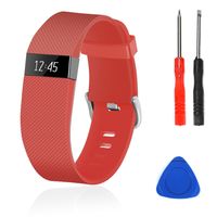 Wizvv Compatible Bands Replacement for Fitbit Charge HR,Charge HR 1, with Metal Buckle Fitness Wristband Strap Women Men Large Small (Red,Small)