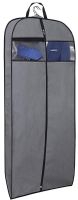 MISSLO 50" Gusseted Travel Garment Bag with Clear Zipper Pouch Breathable Dress Storage Garment Cover for Hanging Full Length Coat, Long Jacket, Suit with Tails, Grey