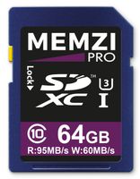 MEMZI PRO 64GB SDXC Memory Card for Fujifilm FinePix XP30, XP22, XP20 Digital Cameras - High Speed Class 10 UHS-I U3 95MB/s Read 60MB/s Write 4K 2K 3D Full HD Recording