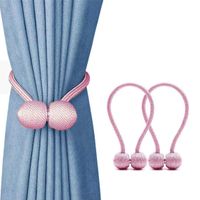 2 Pieces Magnetic Curtain Tiebacks, Home Curtain Buckle Strong Magnetic Curtain Buckle Curtain Clips Rope Straps Indoor Office Window Curtain Bracket Decoration (Pink)