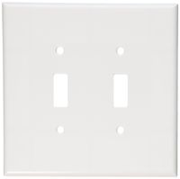 Leviton 88109 001-000 2-Toggle Oversized Wall Plate, 2 Gang, 5-1/4 in L X 5.31 in W 0.255 in T, Smooth, 1-Pack, White