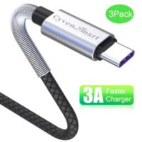 Compatible with Samsung Galaxy S9 S8 Plus Charger (3A Fast Charging), 3 Pack TPE USB C Cable 6ft,USB A to Type C Replacement for Samsung S10 Note 10 9 8, LG V50 V40 G8 G7 Thinq, Moto Z