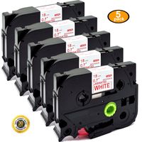 NEOUZA 5PK Compatible for Brother P-Touch Laminated TZe TZ Label Tape Cartridge 18mm x 8m (TZe-242 Red on White)