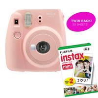 Fujifilm Instax Mini 9 Instant Print Camera (Certified Refurbished) Plus Twin Pack of Film Starter Bundle | 10 Sheets x 2 = 20 White Frame Instant Exposure Photograph Sheets (Rose Quartz)